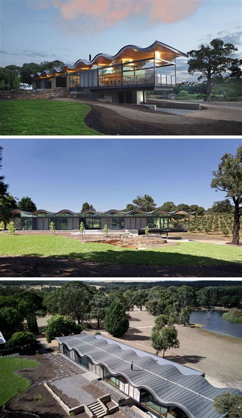 A Floating Wavy Roof Sits Above This Australian House