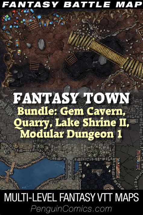 VTT Battle Maps Fantasy Town XI Multi Level Maps BUNDLE PenguinComics Bundles Fantasy