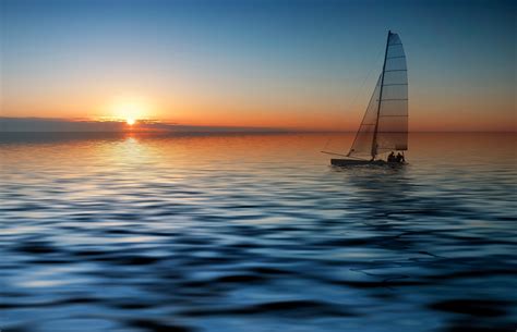 Sea Sailboats Boat Sun Landscape Reflection Wallpapers Hd
