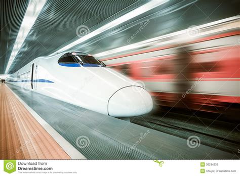 Modern High Speed Train Passing Station Stock Image Image Of Platform