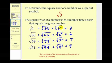 The square root of 123 is 11.09054. Introduction to Square Roots - YouTube