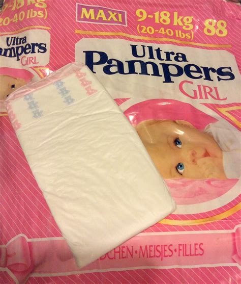 Vintage Ultra Pampers Diaper For Girls Plastic Backed Sz Maxi 9 18kg Ebay