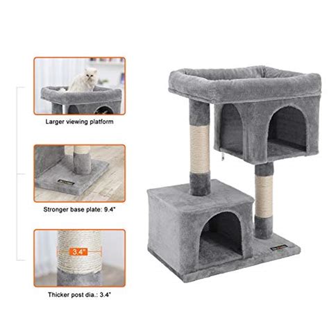 3.38) are wrapped with natural sisal rope to allow nail scratching and promote exercising; FEANDREA Cat Tree with Sisal-Covered Scratching Posts and ...