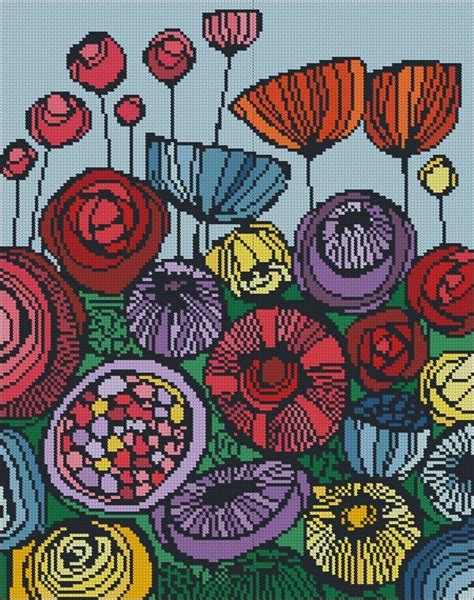 Free cross stitch patterns and free charts available for download. Summer flowers cross stitch pattern Summer field Flower ...