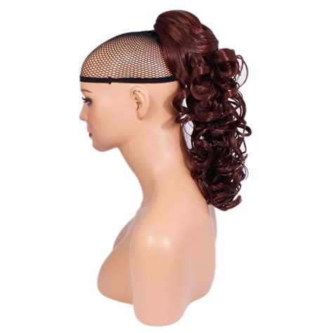 150 graden resistente vezel op hoge temperatuur. PONYTAIL Clip In Hair Extensions Dark Auburn #33 ...