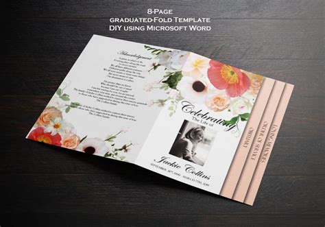 Funeral Program Template 8 Pages Graduated Fold Funeral Etsy