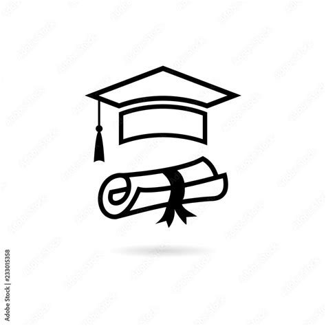 Black Graduation Cap And Diploma Icon Or Logo Stock Illustration