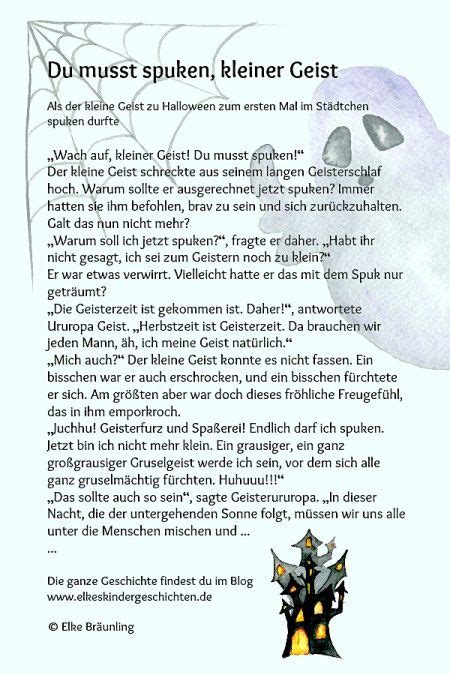 Du musst spuken, kleiner Geist * Elkes Kindergeschichten | Geschichten
