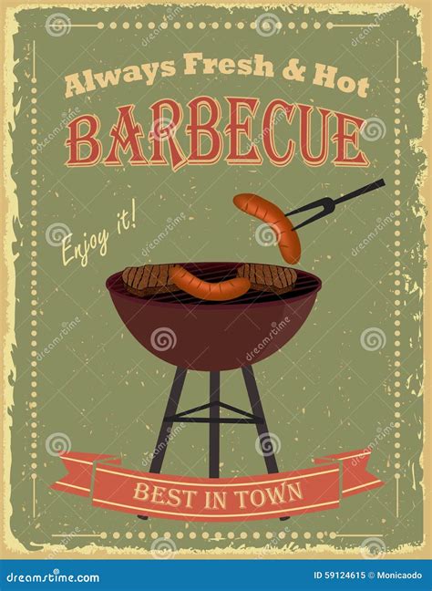 Affiche De Partie De Barbecue De Vintage Illustration De Vecteur