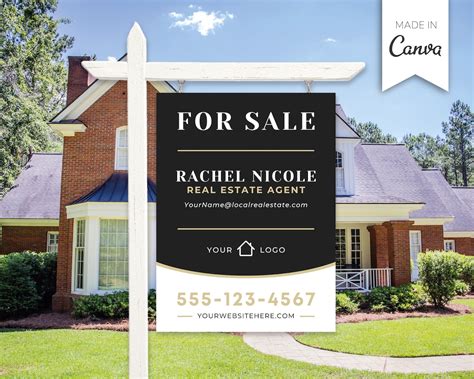 Real Estate Yard Sign Template For Sale Sign Customizable For Sale