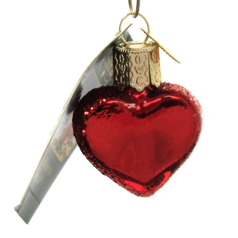 Old World Christmas Small Red Heart Glass Ornament Valentines Love 30010
