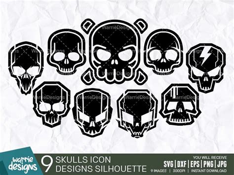 Skulls Svg Skulls Clipart Set Skulls Cut File Cricut Etsy