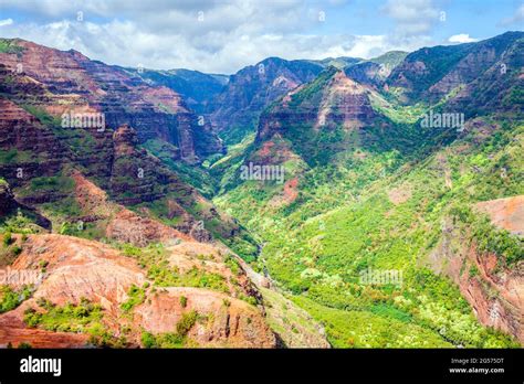 Aerial View Of Waimea Canyon On The Island Of Kauai Hawaii Referred