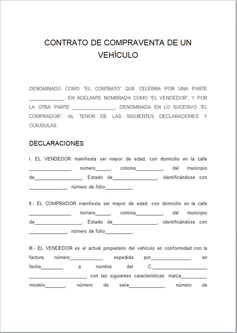 Contrato Compra Venta Auto Jalisco Actualizado Agosto 2022
