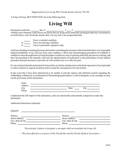 Sample last will and testament form with guidance notes. Free Florida Living Will Form - PDF | eForms - Free Fillable Forms | Will and testament, Estate ...