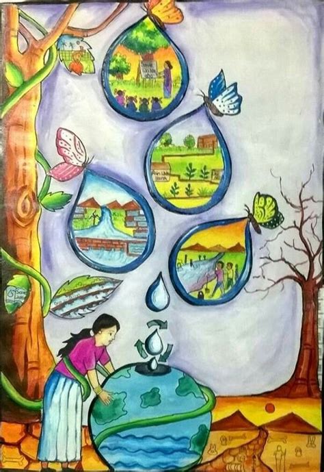 How to draw a save water drawing for kids easy step by step drawing. Pin by Shivam on Drawing | Save water poster drawing, Save ...