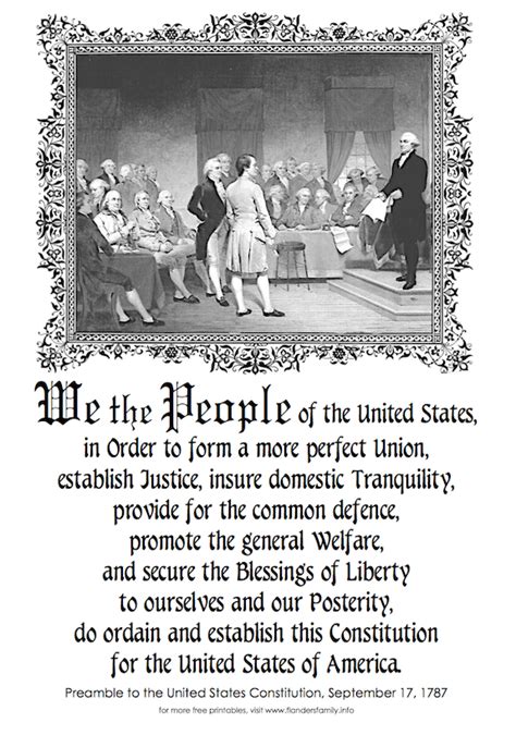 Free Printable Copy Of The Preamble To The Us Constitution From