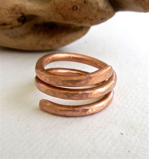 Solid Copper Hammered Ring Thick Heavy Wire Handformed Have You Tried