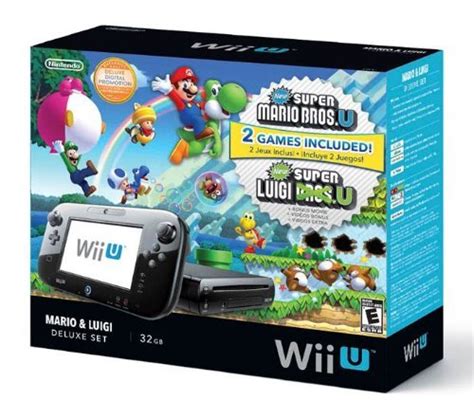 Amazon Com Nintendo Wii U Deluxe Set Super Mario Bros U Luigi U Gb Video Games