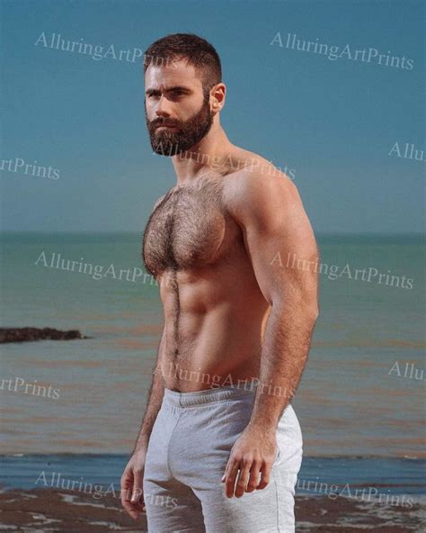 Male Model Print Muscular Handsome Beefcake Shirtless Pumped Chest