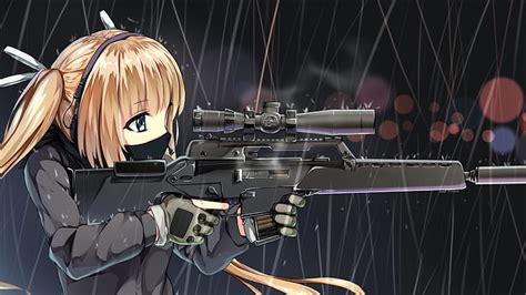 アニメ アニメの女の子 銃を持つ女の子 ストッキング 世界大戦 銃 ドイツ軍 軍隊 HDデスクトップの壁紙