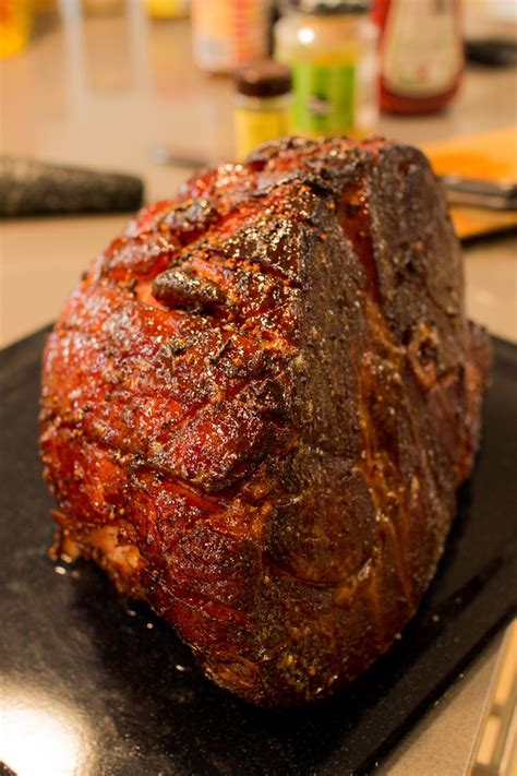 double smoked ham with maple and stout glaze smoked ham smoked food recipes recipes
