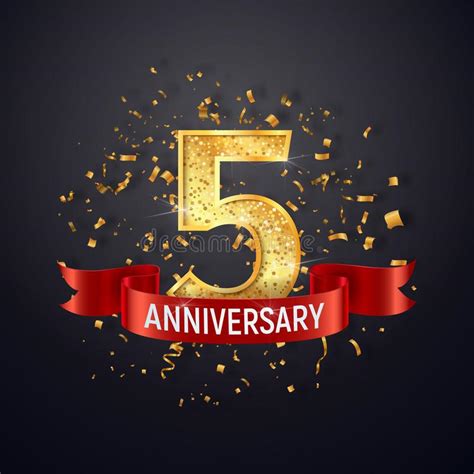 5 Years Anniversary Logo Template On Dark Background Five Celebrating