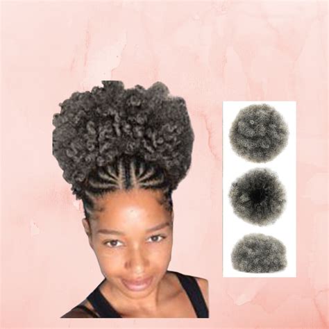 Grey Afro Puff Drawstring Ponytail Short Kinky Curly Hair Bun Etsy