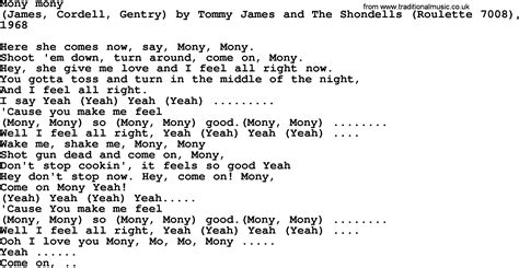 Bruce Springsteen Song Mony Mony Lyrics