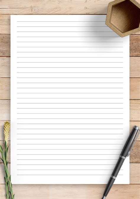 Download Printable Lined Paper Template Narrow Ruled 14 Pin By
