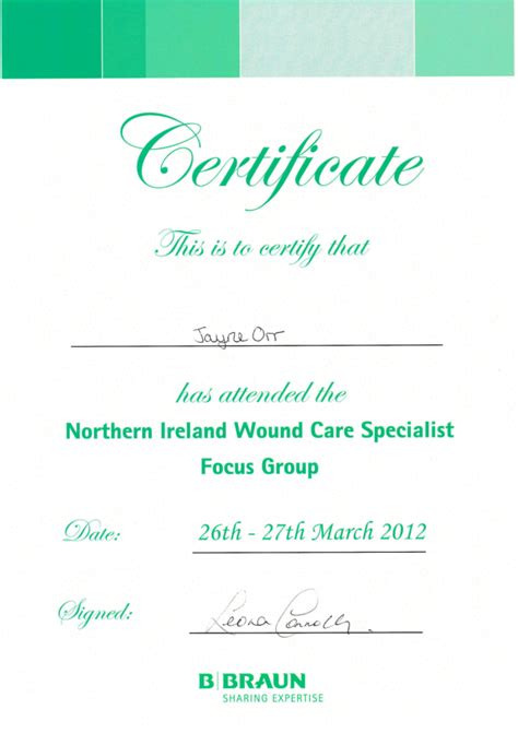 Wound Care Certificate Jayne Orr Foot Clinic