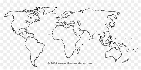 Continents And Oceans Of The World In Outline Map World Map For
