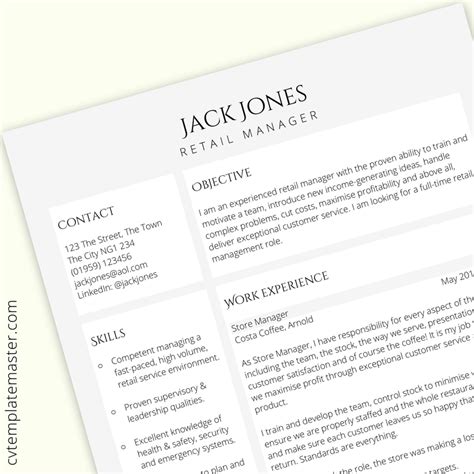 Free word cv templates, résumé templates and careers advice. Retail manager CV template - free UK example in Word ...