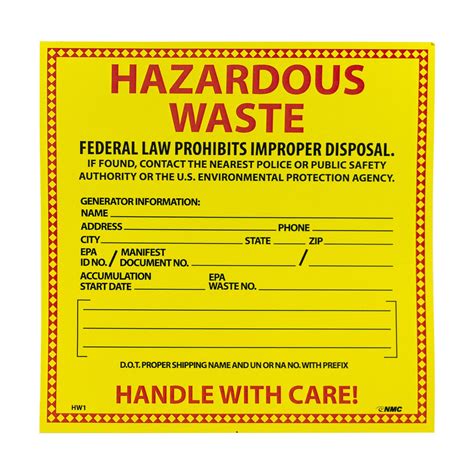 Buy Nmc Hw Hazardous Waste Federal Law Prohibits Improper Disposal