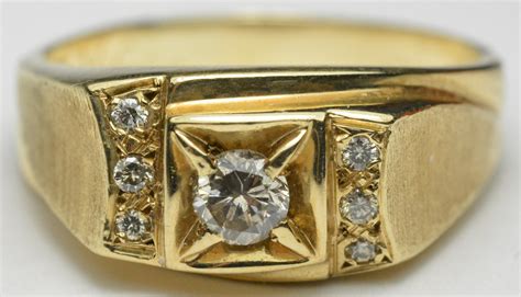 Vintage Estate 14k Yellow Gold Diamond Ring 30cts Size 105