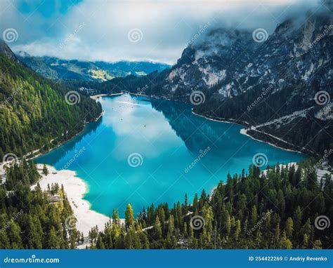 A Fantastic View On The Braies Lake Stock Image Image Of Italy