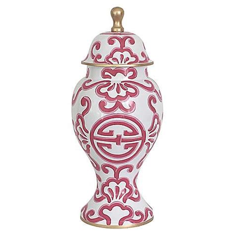 The most common red pink ginger material is porcelain & ceramic. 16" Sultan Ginger Jar, Pink/White in 2020 | Ginger jars ...