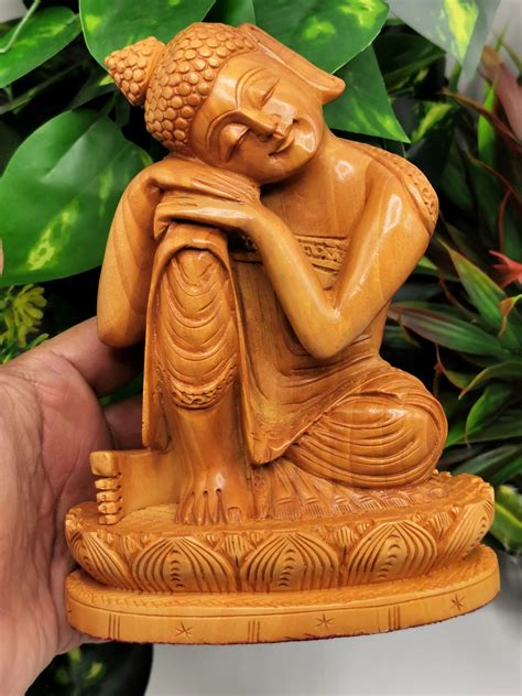 Buddha Handmade Carving In Wood Gautam Buddha Idol Etsy