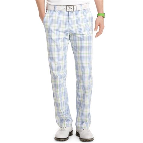 Lyst Izod Flatfront Plaid Performance Golf Pants In Blue For Men