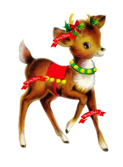 vintage digital download reindeer image vintage greeting card printable christmas image