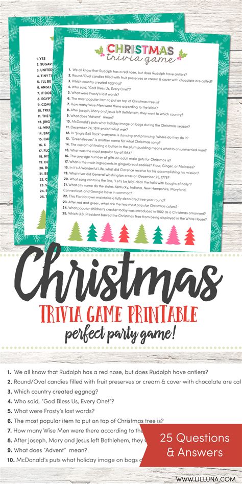 Christmas Trivia Game Printable