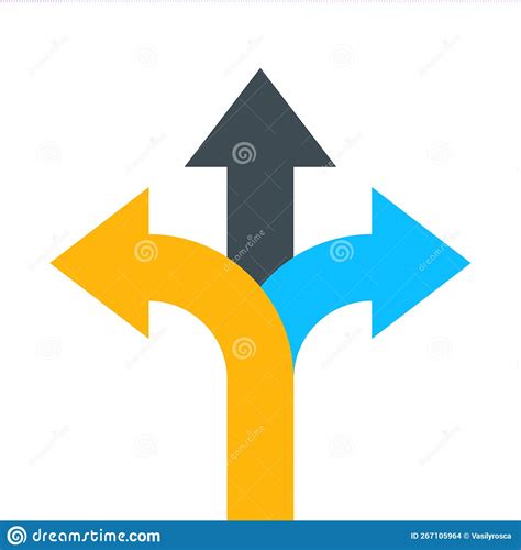 3 Way Decision Opportunity Option Arrow Three Way Direction Vector