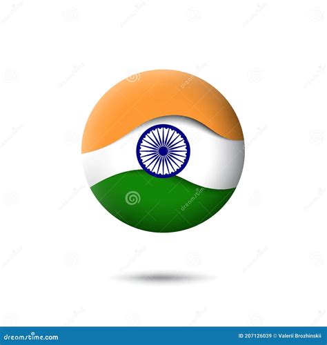 India Flag Icon In The Shape Of Circle Waving In The Wind Abstract