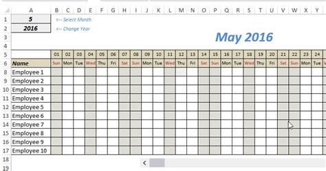 Employee Time Off Calendar Template Excel Free Calendar Template