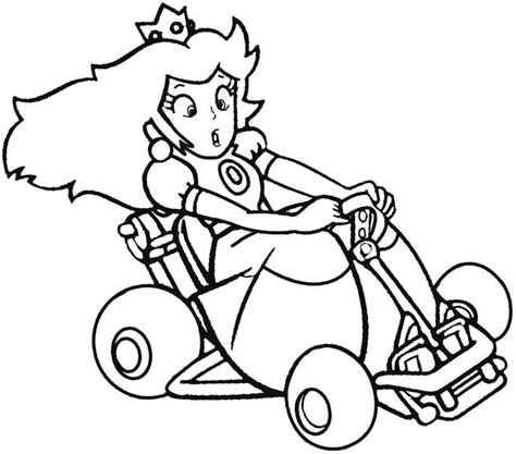 Coloriage Princesse Peach De Mario Kart T L Charger Et Imprimer