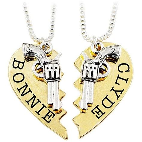 Bonnie And Clyde Couples Necklace Set Of In Two Tone Color Partners