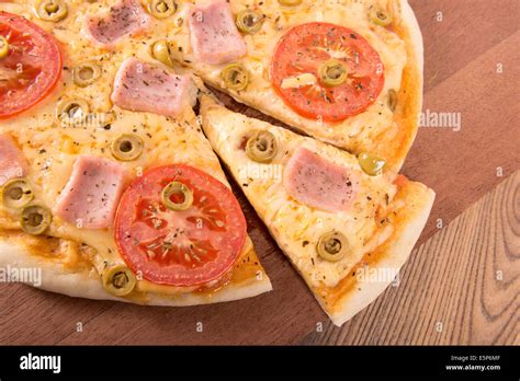 Tomato Pizza With Ham And Cheese Stock Photo Alamy
