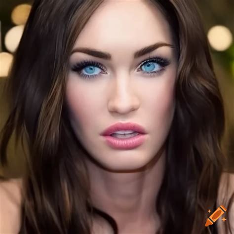 Portrait Of Megan Fox Miley Cyrus With Blue Eyes On Craiyon