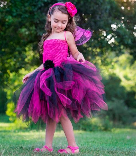 Girls Crochet Tutu Dress Baby Fluffy Tulle Tutus With Butterfly Wings