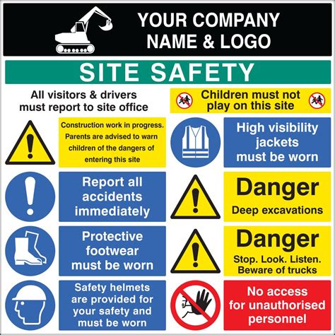 58028 Site Safety Board 1200x1200mm C W Logo 1200x1200mm Safety Sign